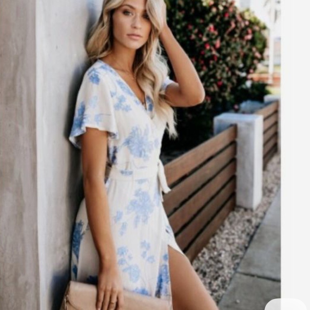 VICI Sweet Dreams Floral Embroidered Wrap Maxi Dress